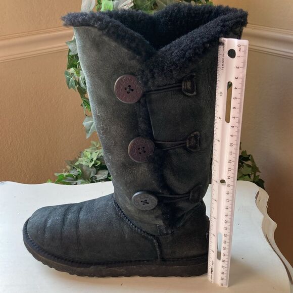Ugg Bailey Triplet Button Tall Black Wash Black Snow Boots # 1874 Women’s Size 8 - Picture 12 of 16
